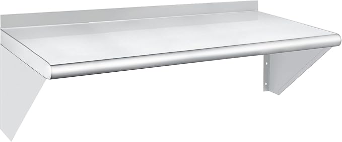 HARDURA Stainless Steel Shelf 14 x 36 275lb Commercial Shelves Wall Mount Metal Shelving with Backsplash and Brackets for Kitchen Restaurant Laundry Room and Home