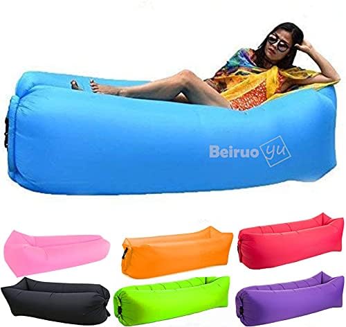 Inflatable Lounger Air Chair Sofa Bed Sleeping Bag Couch for Beach Camping Lake Garden (Blue-2)