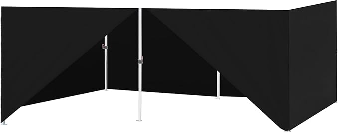 Eurmax USA Full Zippered Walls for 10x20 Easy Pop Up Canopy Tent4 Walls ONLY((Black)