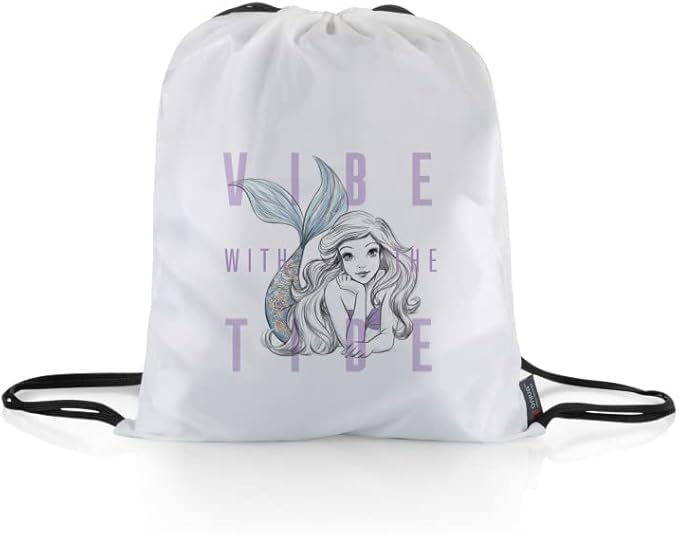 Picnic TIME Disney The Little Mermaid Impresa Picnic Blanket Lightweight Folding Beach Blanket with Carry Backpack Machine Washable Water Resistant Fleece Picnic Mat (Black and White)