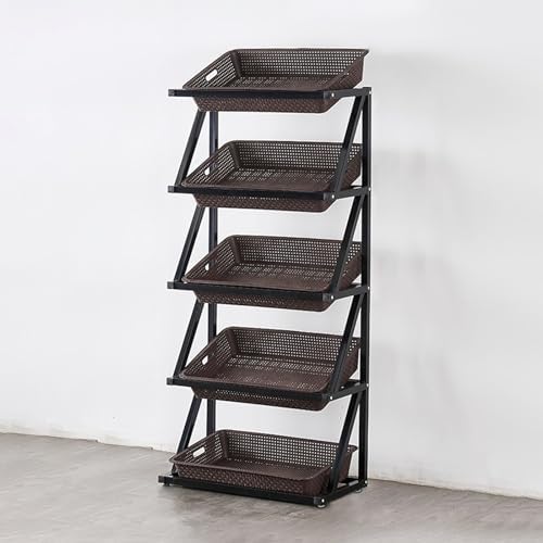Store Display Rack Wall Mounted Storage Rack Supermarket Convenience Store4-5 Layer Supermarket Display Shelves Commercial Fruit &amp Vegetable Racks Onion &amp Potato Organizer Chips &amp Beve