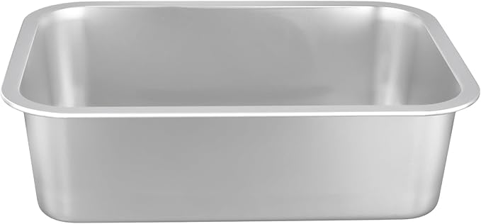 SINJEUN 4 Pack 14.1 x 10.6 x 3.9 Inches Large Rectangular Baking Pans Stainless Steel Deep Baking Pan for Baking Breads Grilling Chicken Vegetables