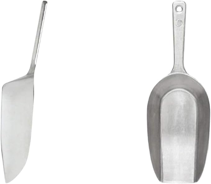 TrueCraftware- 16 oz. Aluminum Flat Bottom Scoop Set of 2- Flat Bottom Aluminum for Bar Ice Flour Utility Scoop Kitchen Scooper for Ice Maker Popcorn Food Scoops for Bar Party Wedding