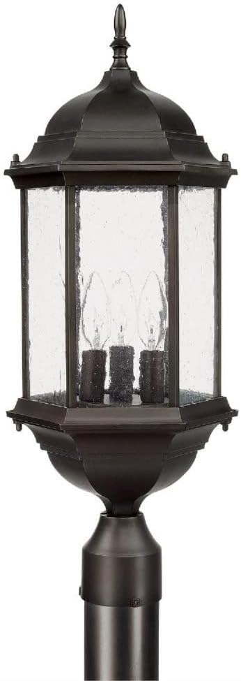 Capital Lighting 9837BK Main Street Seeded Glass Outdoor Post 3-Light 180 Total Watts 24 H x 10 W Black