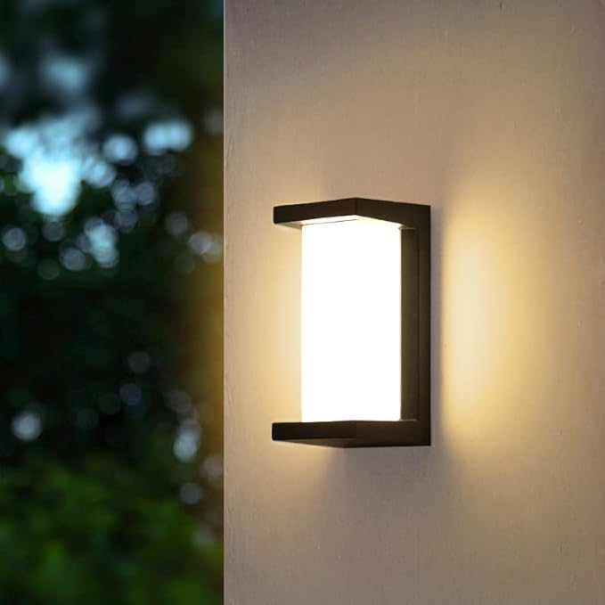 Modern Outdoor Wall Lights18W LED Sconce Light Fixtures Wall Mounted LampsAluminum Matte Black House LightIP65 Waterproof for Courtyard Garage Terrace Porch Stairs (Black 3000K)