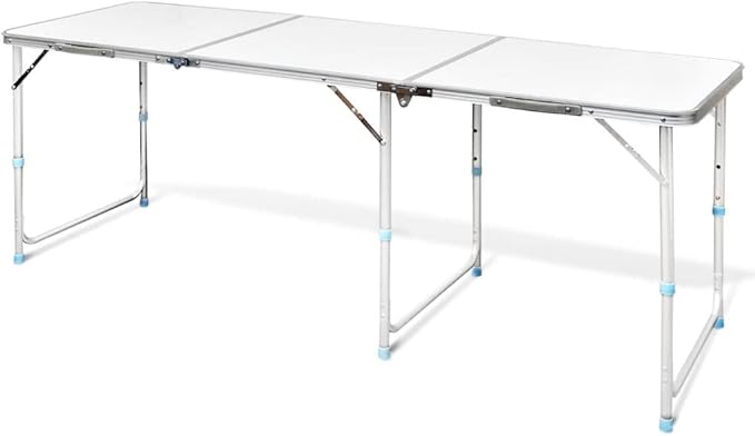 Foldable Camping Table Height Adjustable Aluminium 180 x 60 cm