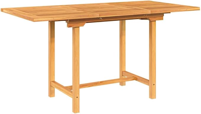 Solid Teak Wood Outdoor Table Extendable Dining Table for Camping Picnic Outdoor Furniture Kitchen or Balcony Tables Natural Finish - Medium