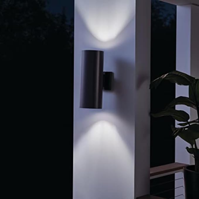 Kichler Cylinders 15 2-Light Outdoor Cylinder Wall Sconce in Black (15 H x 5.75 W) 9246BK