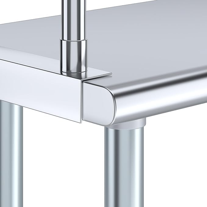 Stainless Steel Work Table with Wide Single Tier Overshelf | Metal Kitchen Prep Table &amp Shelving Combo (18 x 60 Work Table + 12 Overshelf)