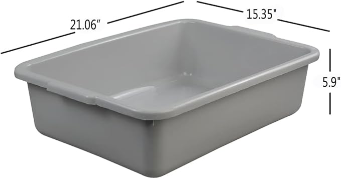 Ggbin Plastic Dish Tubs Commercial Bus Box/Wash Basin Tote Box 4-Pack(Grey 22L)