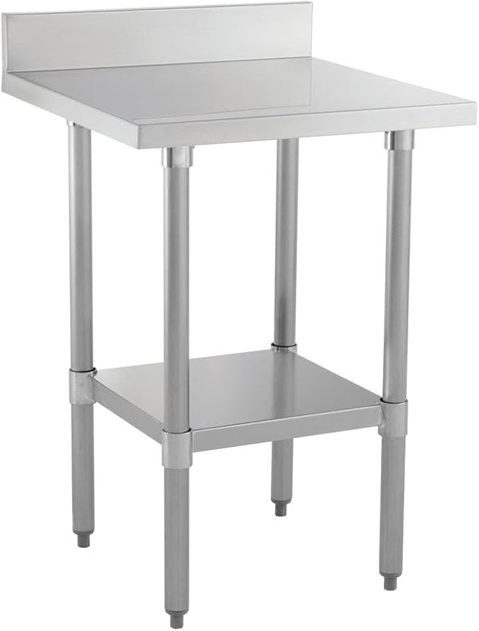 Kratos Stainless Steel Kitchen Prep Table 24x24 with Backsplash and Undershelf NSF Worktable for Restaurants - 16ga/304SS