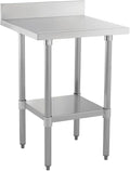 Kratos Stainless Steel Kitchen Prep Table 24x24 with Backsplash and Undershelf NSF Worktable for Restaurants - 16ga/304SS