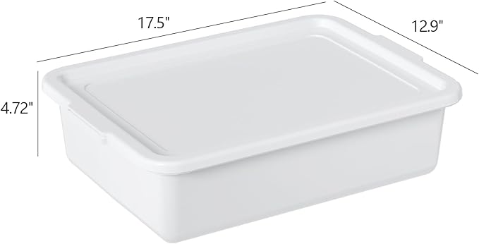 13 Liters Food Grade Dish Tubs with Lids Restaurant Bus Tub Boxes Set of 3 White