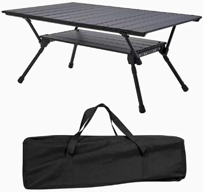 Adjustable Outdoor Camping Table Aluminum Double Lift Folding Table Stable and Lightweight Portable Picnic Table Suitable for Outdoor Camping Picnic Barbecue