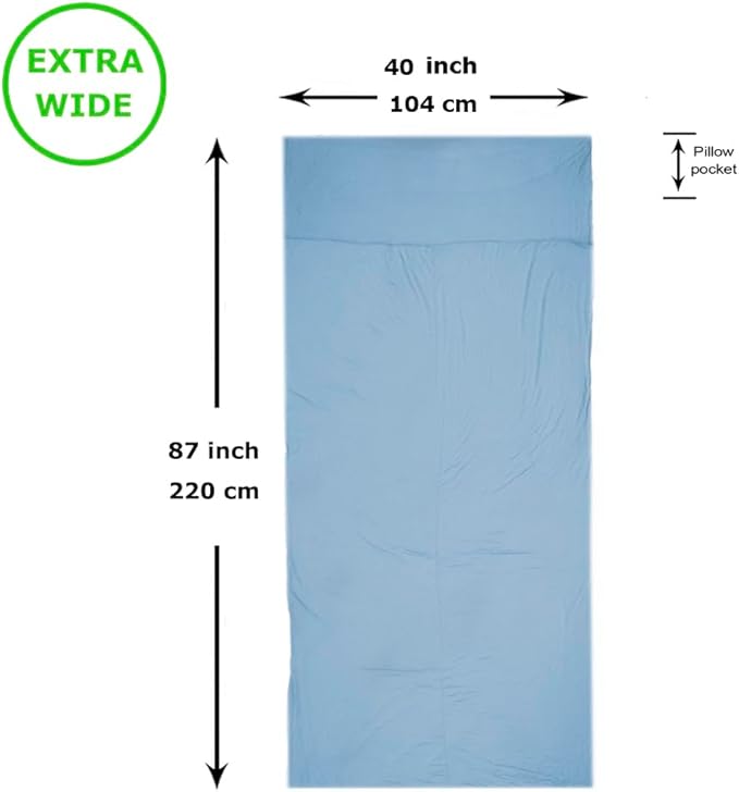 Travel Sheets for Hotel Rayon Derived from Bamboo Stretchy Sleep Sack for Adults Warm Weather/Summer Sleeping Bag Liner for Camping and Travel Rectangular with Pillow Pocket Mummy Cooling Sheets