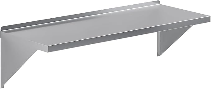 Stainless Steel Wall Shelf | Square Edge | Metal Shelving | Heavy Duty | Commercial Grade | Wall Mount | NSF Certified (18 Width x 60 Length)