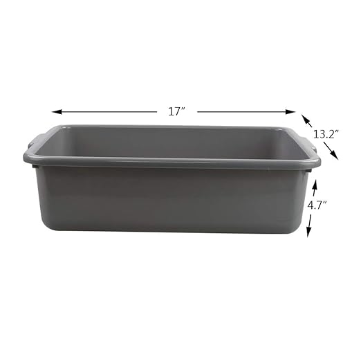 13 L Plastic Commercial Bus Tubs Grey Plastic Dishwashing Tub 4 Packs