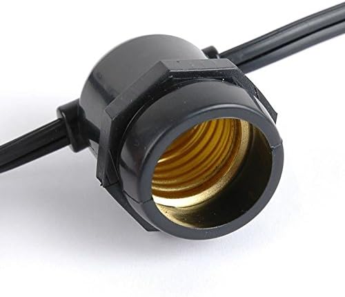 Novelty Lights 37.5 Feet 25 in-Line E26 Sockets S14 String Light Set with Clear Incandescent Bulbs Heavy Duty Black Wire Patio Lights Weather Resistant End-to-End Connectable