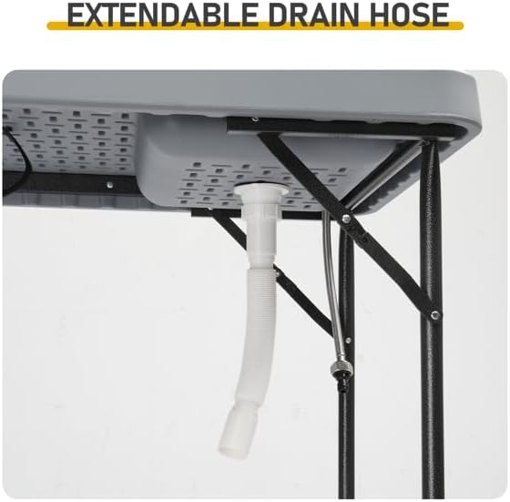 Portable Outdoor Fish Cleaning Table Hdpe Folding Fillet &amp Hunting Processing Station with Sink Tables for Camping Kitchen Garden Camp Kitchen Tables Outdoor Prep Table Portable Sink Statio
