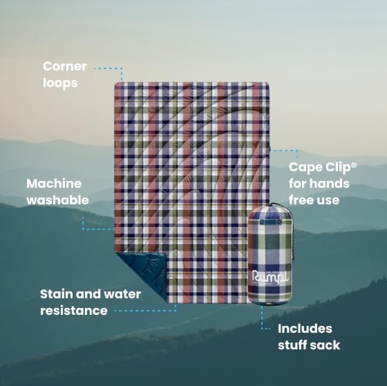 Rumpl Original Puffy Blanket - Warm Water-Resistant Camping Blanket with 100% Recycled Synthetic Insulation 52x75 Original Puffy V1 Sequoia Plaid