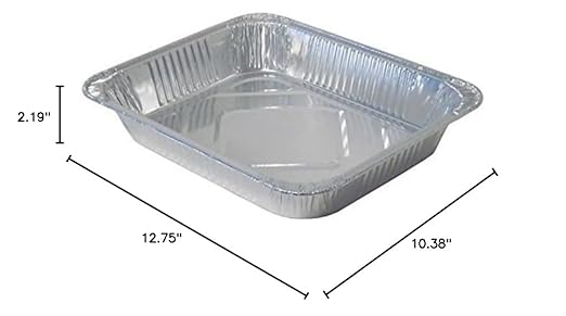Durable Packaging Aluminum Steam Table Pans Half-Size Medium 2.19 Deep 10.38 x 12.75 100/Carton