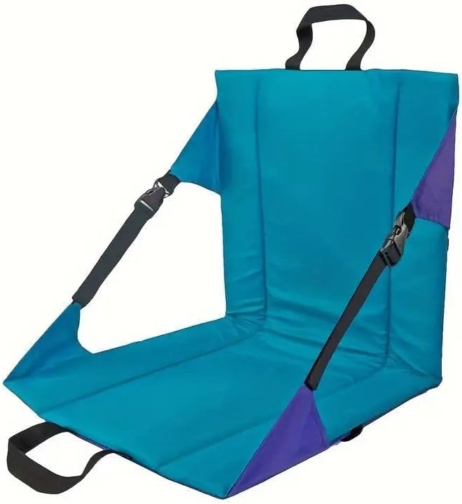 Portable Camping Chair Foldable Outdoor Seat with Backrest Turquoise and Purple Water-Resistant Lightweight Design for Hiking Backpacking Beach (Peacock Blue)
