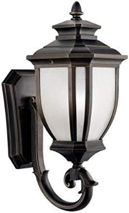 Kichler Salisbury 19.25 1 Light Outdoor Wall Light with White Linen Glass in Rubbed Bronze