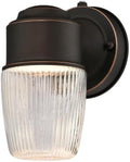 Westinghouse 6106900 One-Light LED Outdoor Wall Fixture with Dusk to Dawn Sensor Oil Rubbed Bronze Finish with Clear Ribbed Glass  Oil-rubbed Bronze