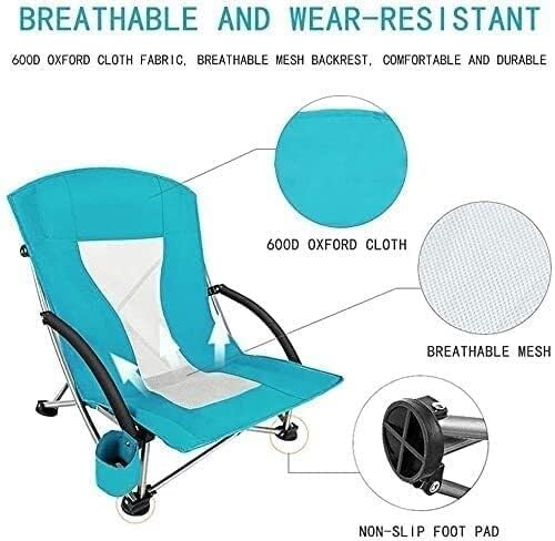 Portable Camping Chair with Storage Bag &amp Cup Holder Folding Outdoor Fishing Recliner (Green)