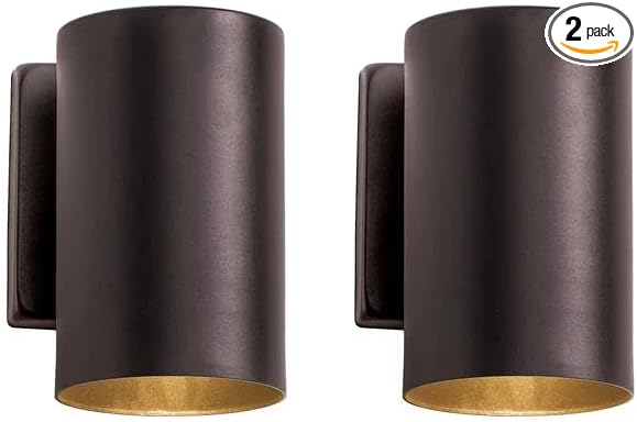 mirrea 7 Modern Outdoor Porch Wall Light with 5W LED GU10 Replaceable Bulbs in Oil Rubbed Bronze Aluminum Cylinder Downlight Outside Sconce Pack of 2