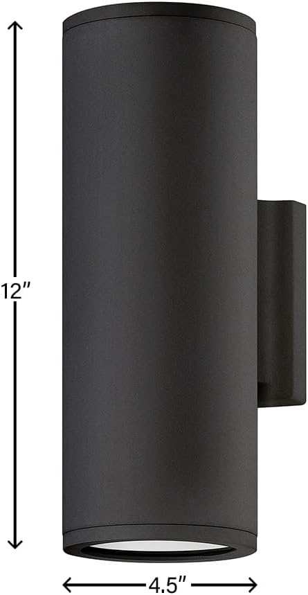 Hinkley Silo Small Outdoor Integrated LED Up/Down Wall Lantern Rust and Corrosion-Resistant Dark Sky Compliant Black