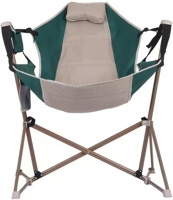 Outdoor Camping Chair Wide seat Adjustable Weighing 300 pounds Hanging Swing Chair for Indoor and Outdoor use Portable for Gardens Balconies and courtyards (Green+Grey)