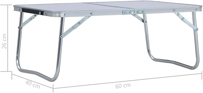 Folding Camping Table White Aluminium 60x40 cm