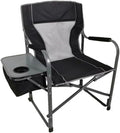Folding Director's Chair with Side Table and Cooler Heavy-Duty Camping Chair 33.73W x 37.3H inches (Black Soot)