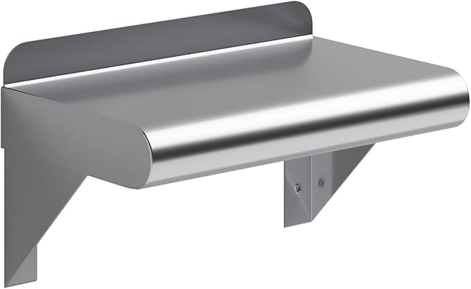 NSF Certified 18 Gauge Heavy Duty Stainless Steel Wall Shelf with Brackets for Kitchens Utility Rooms Storage Offices &amp Home (10x6)