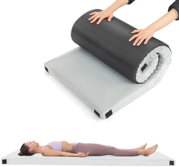 Memory Foam Camping Mattress – 75 x 25 x 2.5 Portable Sleeping Pad with Carry Bag &amp Strap Gray