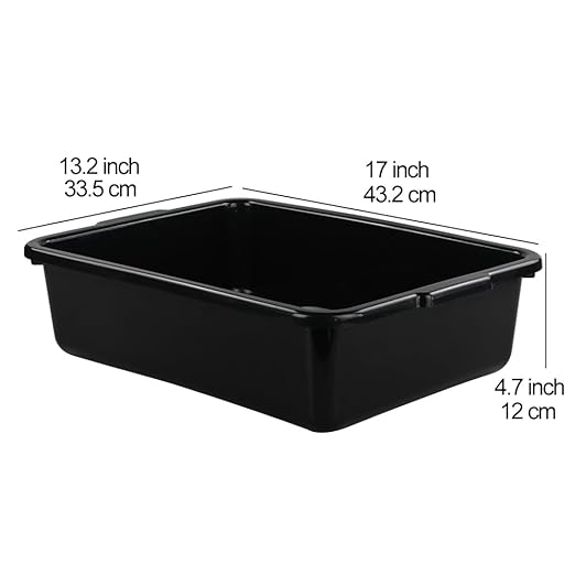 Teyyvn 13 L Plastic Bus Box Commercial Wash Basin Tote Box 4-Pack Black