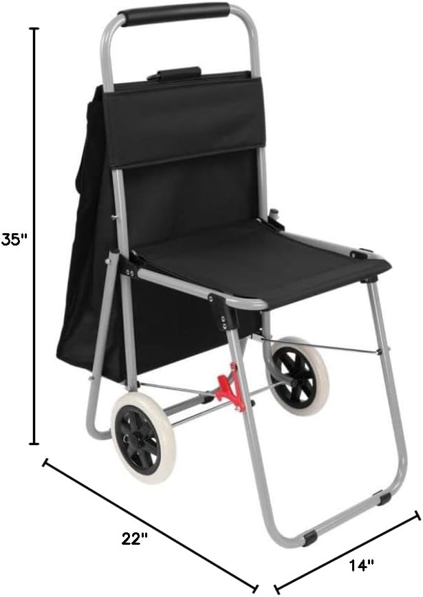 Creative Mark The ArtComber Folding Big Wheeled Portable Rolling Chair/Art Cart with Storage - Black