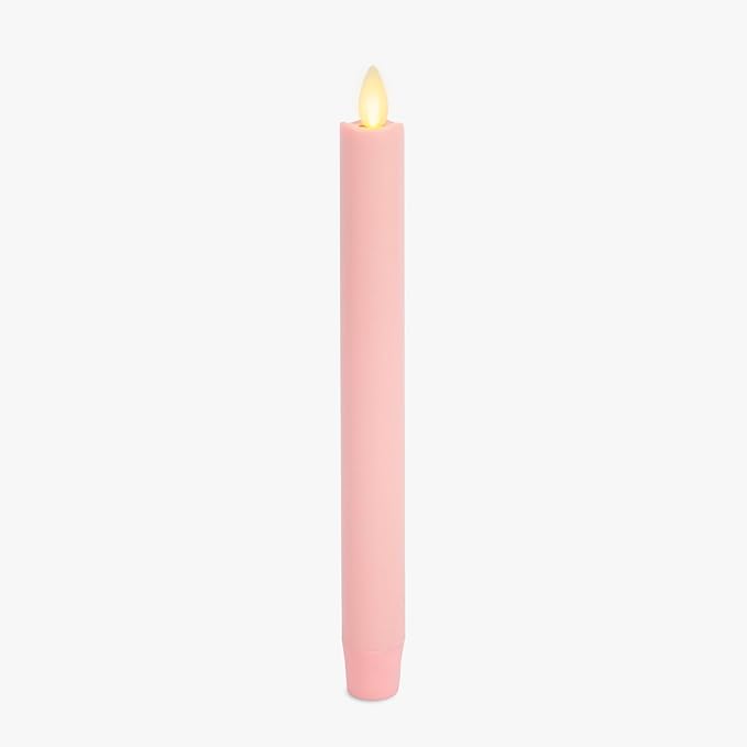 Luminara Flameless Candle Taper (1 x 9.5) Melted Top Real Wax Unscented Remote Ready Timer (Saga Rose)