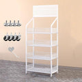 Store Display Rack Wall Mounted Storage Rack Supermarket Convenience Store4-Tier Floor-Standing Snack Shelf Organizer with 15 Hooks Supermarket Vegetable Display Rack for Kitchen &amp Conveni
