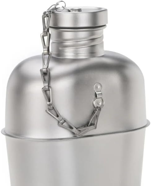 Keith Titanium Ti3061 Pro Plastic-Free Canteen Mess Kit with Stove – Grade 1 Titanium Cookset 37 oz Bottle 24 oz &amp 13.5 oz Cups Custom MOLLE Field Carry Case with Premium Zippered Pouches