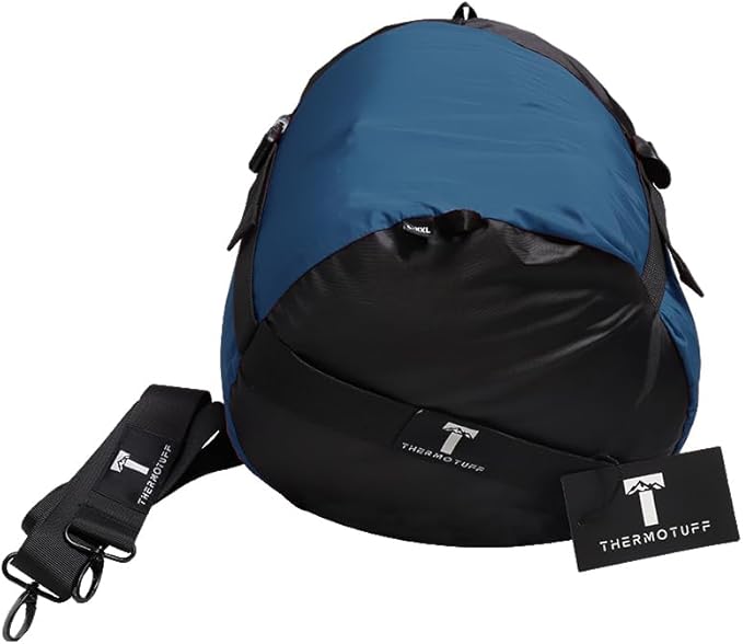 Thermotuff Wearable Sleeping Bag with Dual Hoodie Long Sleeves Pockets &amp Adjustable Drawstring - Ideal for Camping Cold Weather Hiking and Stadium Sak Blanket (Blue L-XXL)