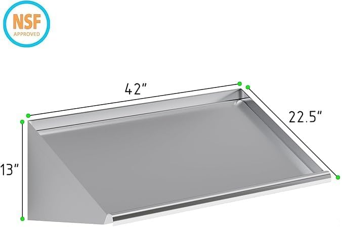 304 Stainless Steel Slanted Wall Rack Shelf with Drain Outlet – 42 x 22.5 | Commercial Wall-Mounted Drip Shelf for Bar Kitchen or Dish Station (42 in. x 22 1/2 in)