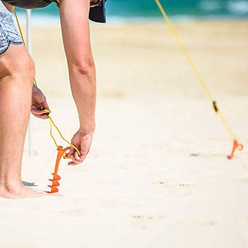 GROUNDGRABBA Lite Orange Tent Stakes - Tent Stakes for Sand | Screw in Earth Ground Anchors for Maximum Grip and Longevity in Soft Surfaces - 6 Pack
