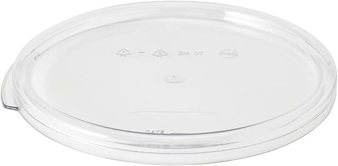 Restaurantware-LID ONLY: Met Lux Food Storage Container Lid 1 Round Marinating Container Lid - Containers Sold Separately With Date Indicator Clear Plastic Lid Dishwashable Freezable
