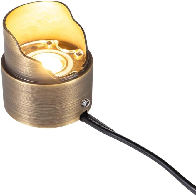 VOLT 12V 1W 2700K Warm White IP67 Watertight 116 Lumen Solid Brass BuddyPro LED Puck Light (Shielded) for Deck Step or Hardscape Outdoor Lighting