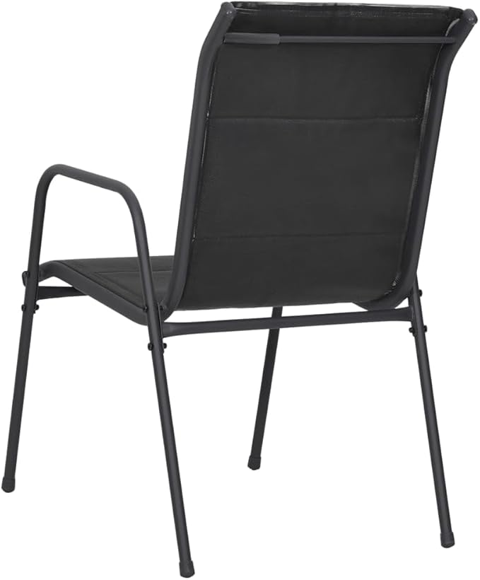 Patio Chairs 4 pcs Steel and Textilene Black Outdoor Patio Dining Lawn Outdoor Dining Chairs Sillas para Comedor for Living Room Courtyard Study Beach