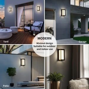 LED Modern Outdoor Wall Light 18W Rectangular1800LM Bright Porch Lights3000K 4500K 6000K Adjustment Exterior Sconce LightingIP65 Waterproof for House Front Door Patio Backyard Hallway Black