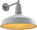 Steel Lighting Co. | Dusk to Dawn | Gardena Barn Light | Outdoor Wall Mounted | 16 Dome | 11 Straight Arm | Farmhouse Light Made in America | Modern Gray/Brass
