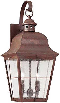 Generation Lighting 2-Light Chatham Traditional Outdoor Wall Lamp Weathered Copper 8463-44 | Outdoor Light is Lovely Wall Lamp for Outdoor Decor | Wall Light Fixture Uses Standard or LED Light Bulb